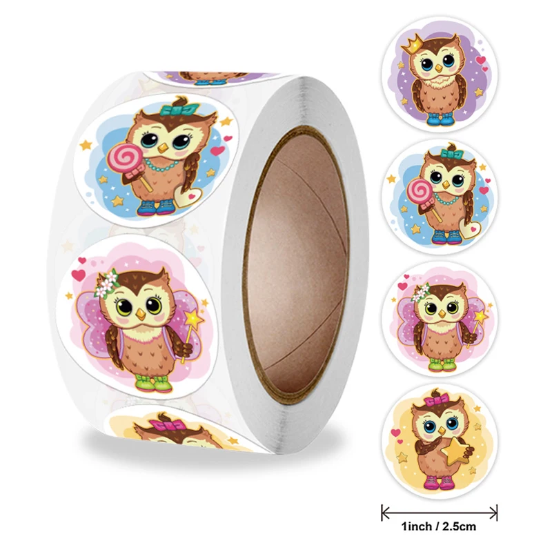 Round Cartoon Unicorn Adesivos para Crianças, Recompensa Do Professor, Incentivar Etiqueta, Papelaria De Escritório, Brinquedos Para Crianças, 100-500Pcs, 1"