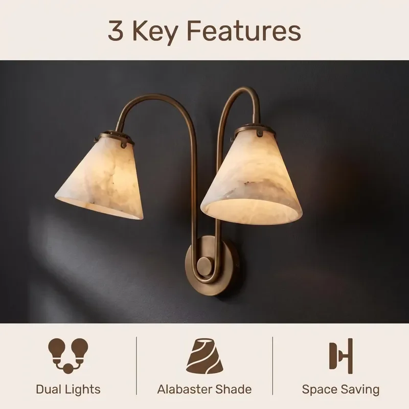 Double Head LED Alabaster Wall Lamp for Living Room and Bedroom