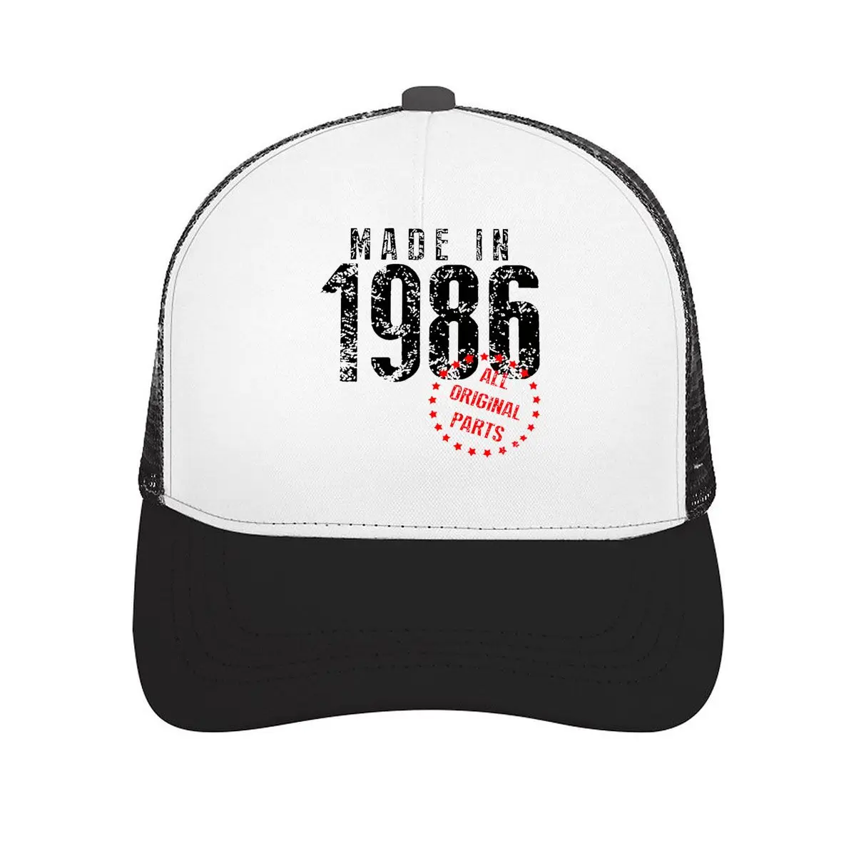 Made In 1986 All Original Parts Distressed Star Stamp Mesh Baseball Cap Casual Hat For Womens Unisex Female
