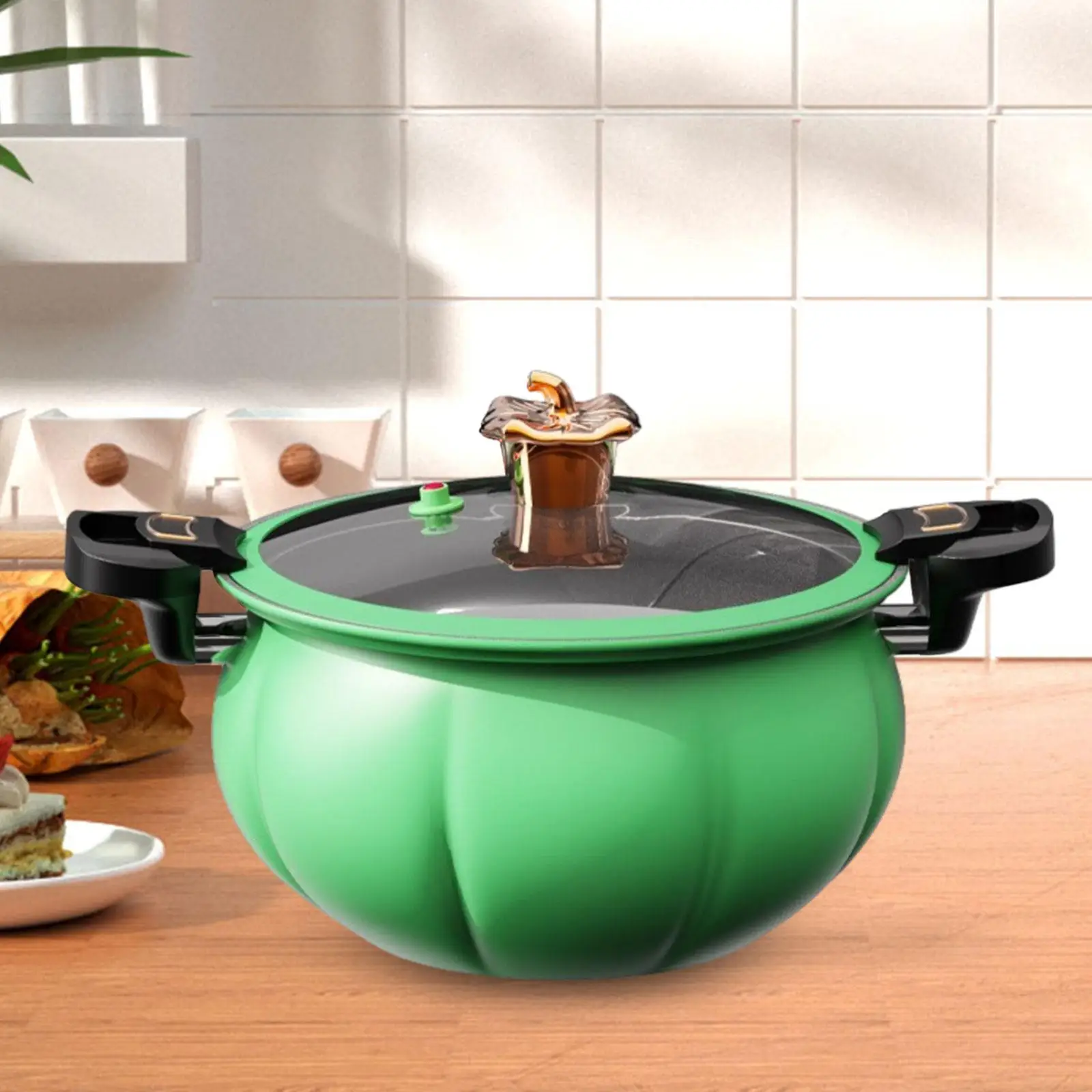 Soup Pot Pumpkin Shaped Micro Pressure Pot Heat Resistant New Home with Lid Hot Pot Simmer Pot for Food Tea Cereals Noodles Milk