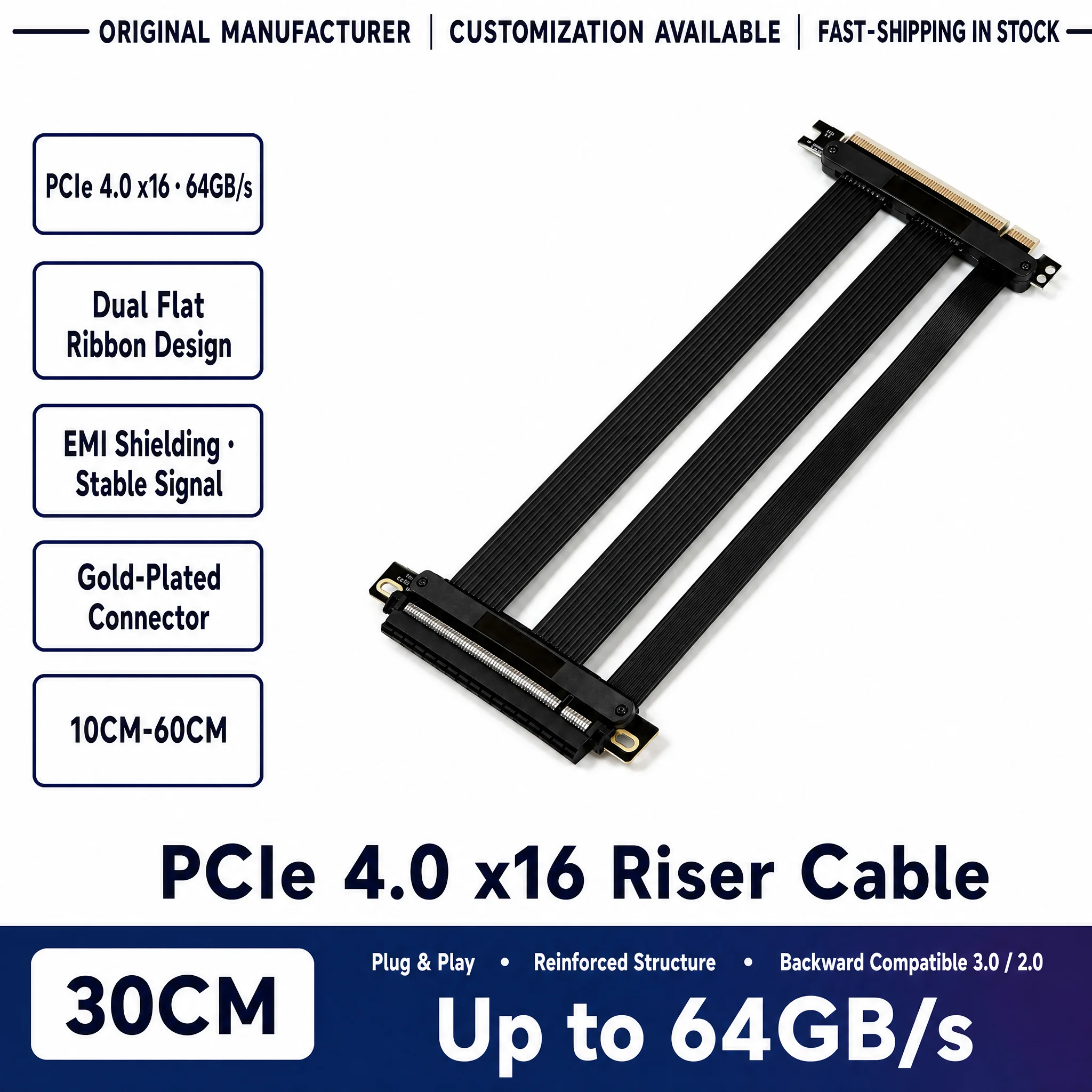 Itx Case Pcie Riser 4.0 - Кабель-удлинитель PCIe 4.0 X16 с двойным