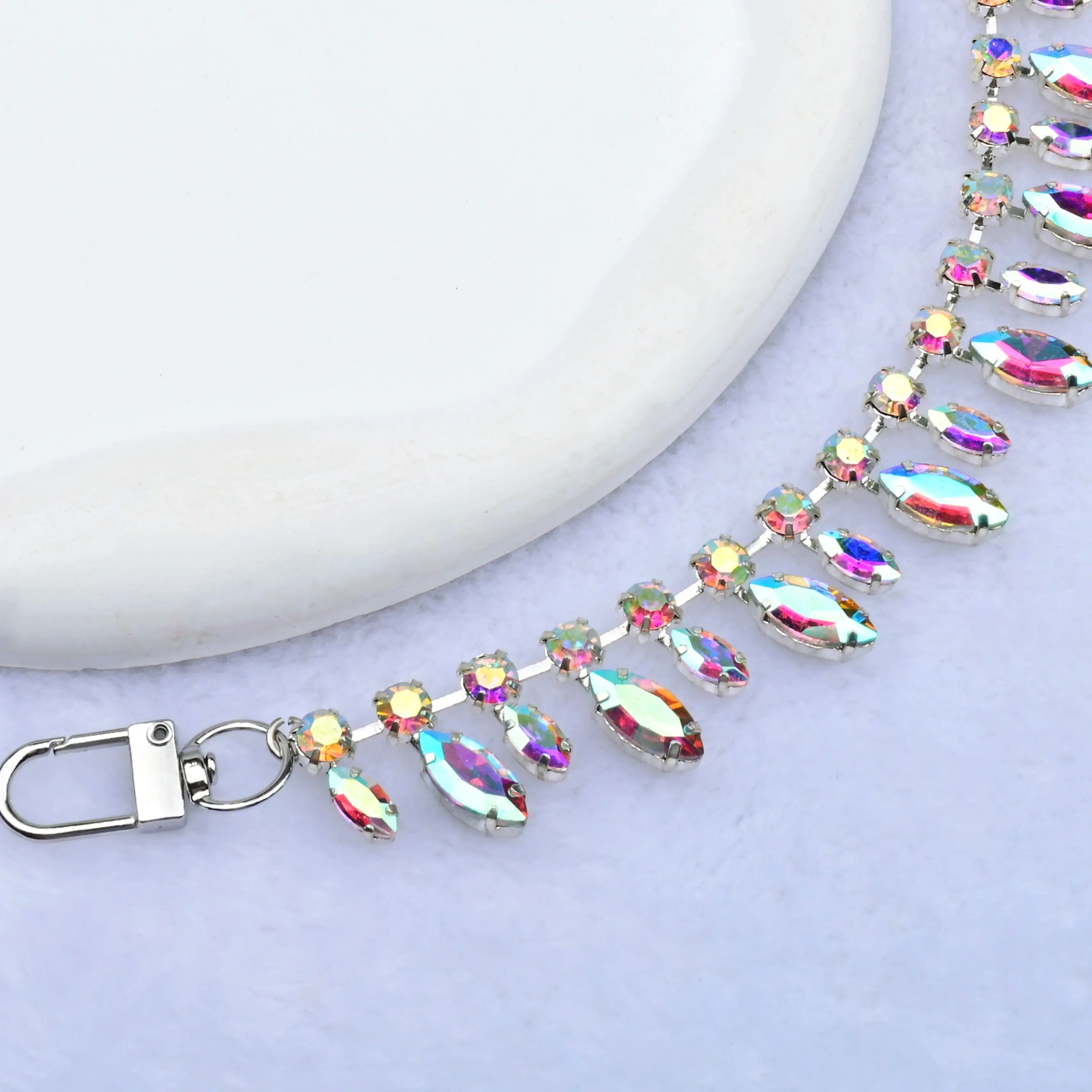 Shining Marquise Rhinestone Claw Chain Multi‑color Drill Chain With Buckle Clips For Clothing Handbag Ornament DIY Craft Supplie
