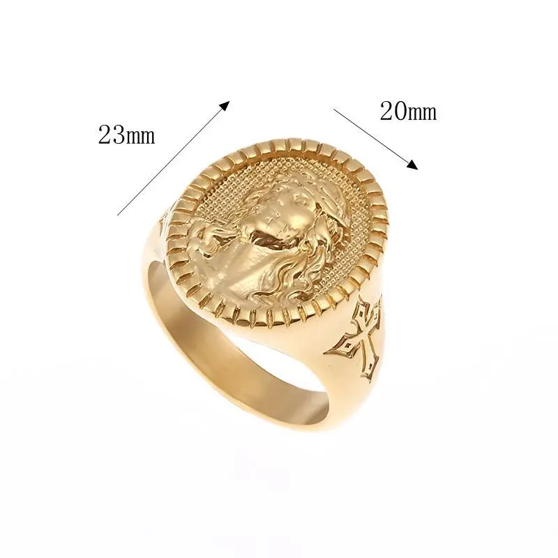 HIP Hop Stainless Steel Cross JESUS Piece Finger Rings for Men Rapper Jewelry Gold Silver Color