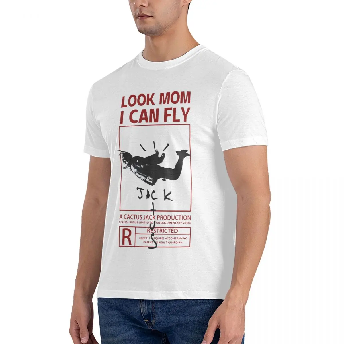 Vintage Look Mom I Can Fly Travis T-Shirts for Men Crew Neck 100% Cotton T Shirts A-Astroworld Short Sleeve Tees Party Clothing