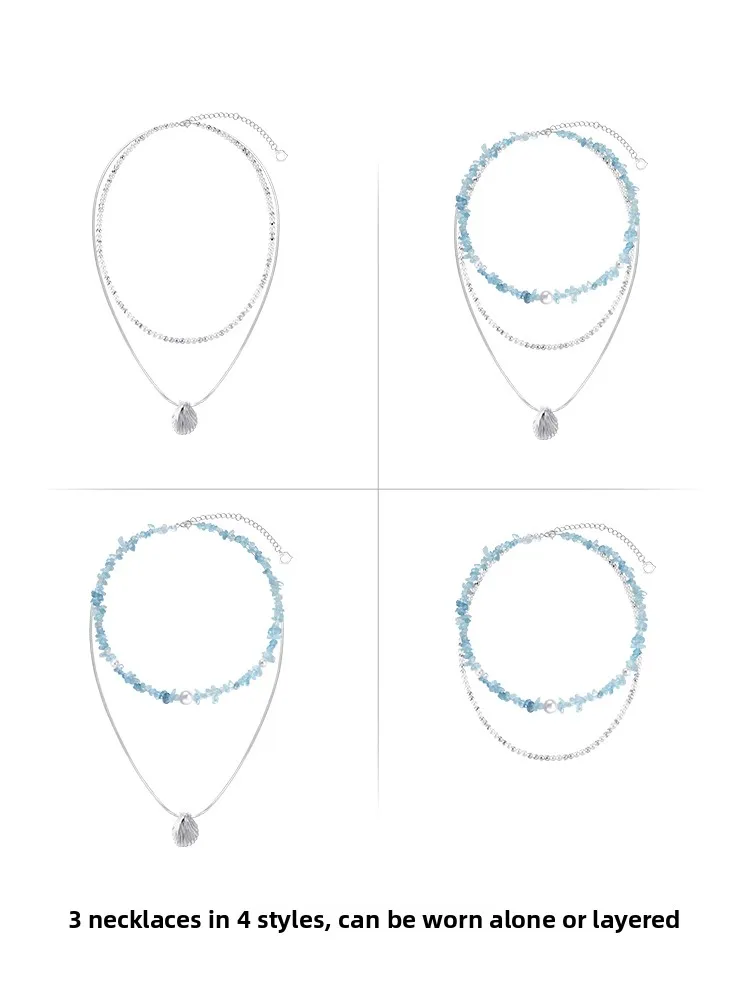 

Meililove Tidal Melody Summer Beach Vaion Pearl Nelace l Frewater Pearl Beaded Layering Clavicle Chain Jewelry