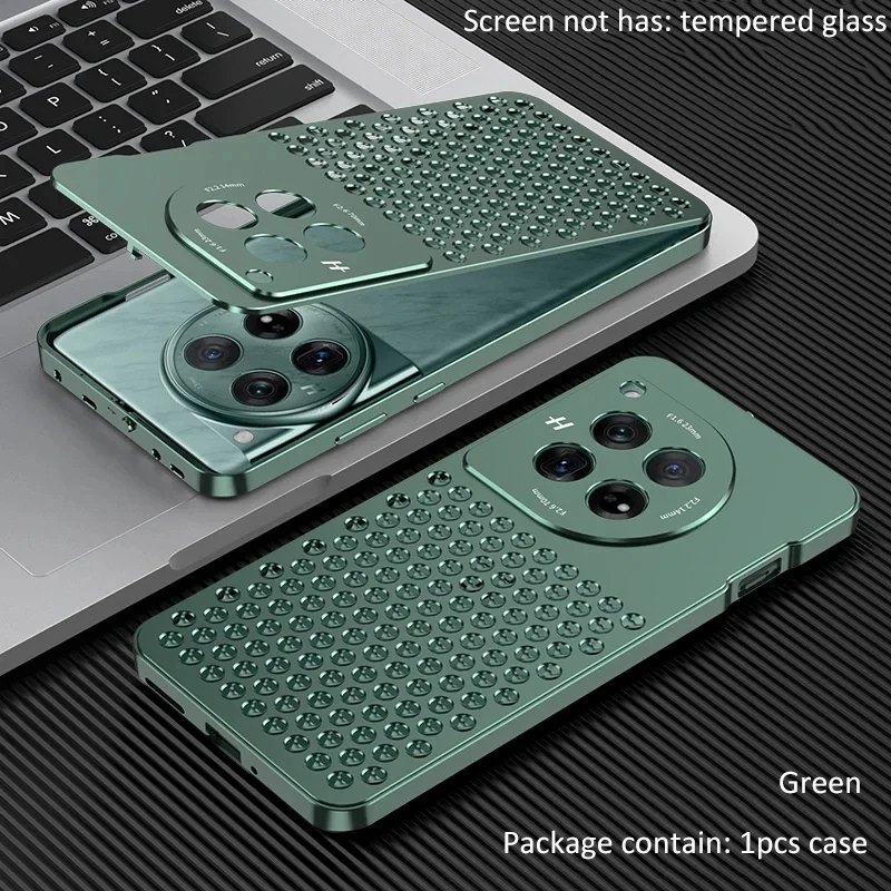 Aluminum Alloy Heat Dissipation Case For Oneplus 12 Cooling Metal Honeycomb Holes Breathable Cover For One Plus 12 1 + 12 Coque