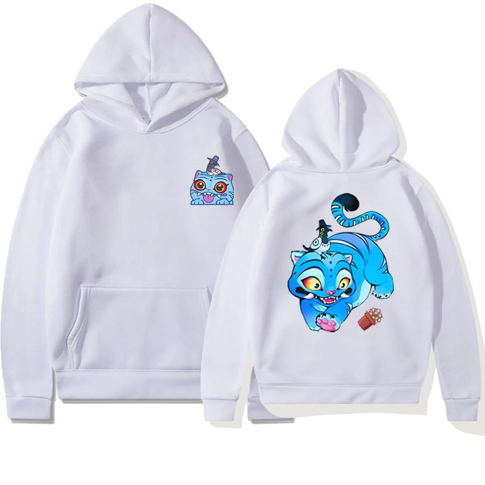 เสื้อฮู้ด Derpy Blue Tiger น่ารัก เสื้อยืดลาย Derpy กราฟิก Kpop Demon Hunters Huntrix เสื้อสเวตเชิ้ตผู้หญิงสุดฮิตสไตล์ฮาราจูกุ ฮู้ดดี้ 2 ด้าน