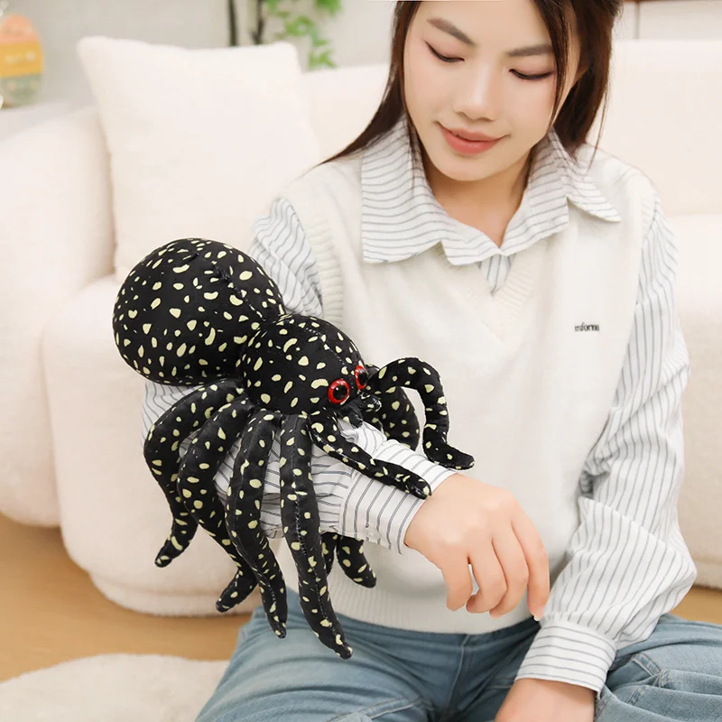 Simulated spider plush toy, soft colored spider doll, playful prank gift, suitable for children and adults