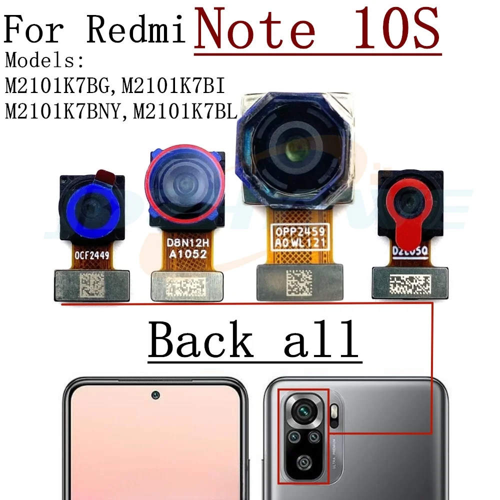 Rear Front Camera For Xiaomi Redmi Note 10S 10T 5G Back Selfie Frontal Backside Camera Module Flex Repair Spare Parts