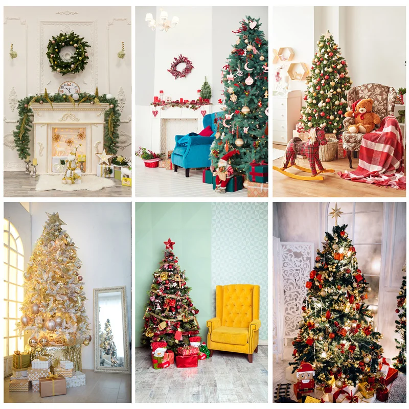 

ZHISUXI Christmas Indoor Photography Background Christmas tree Children Backdrops For Photo Studio Props 21520 YDH-02