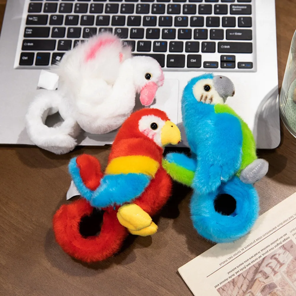 

New Kawaii Parrot Slap Snap Wrap Interactive Toy Home Decor Wristband Bracelet Animal Cartoon Gift Plush Hand Ring