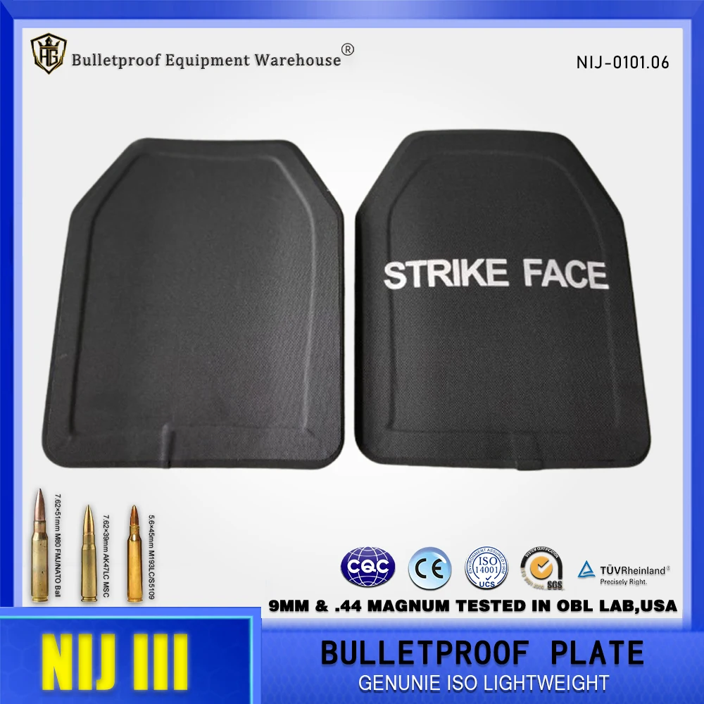 Bulletproof Chest Plate American Standard NIJ III Grade Silicon Carbide Ceramic Alumina, Inner Core Plate