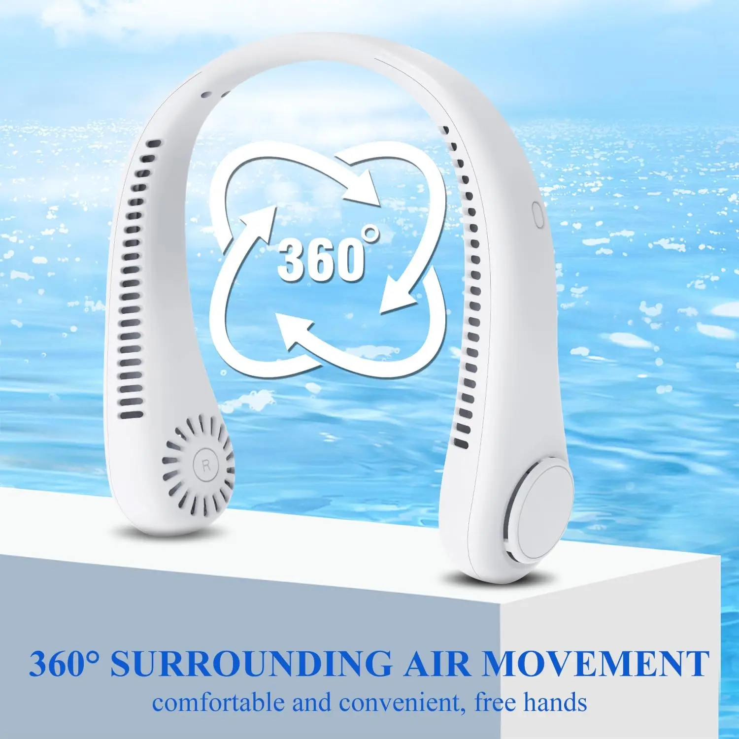 Bladeless Neck Fan Portable Hand Free Fan Rechargeable 360° Cooling Airflow 3-Speed Wearable Quite Fan for Bedroom Outdoor