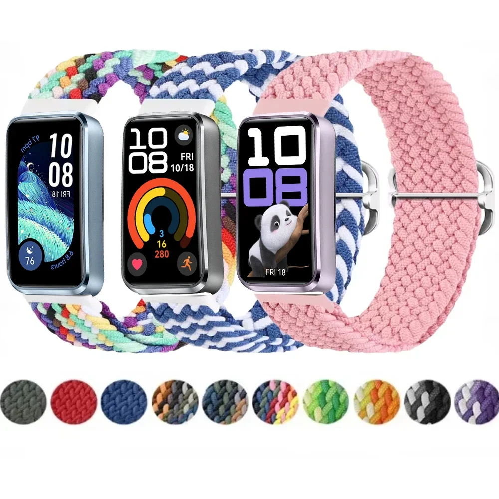 Нейлоновый ремешок для Huawei Band 7, 8, 9, 10, плетеный браслет с дышащим браслетом, сменный браслет Huawei Band 9, удобные аксессуары Correa
