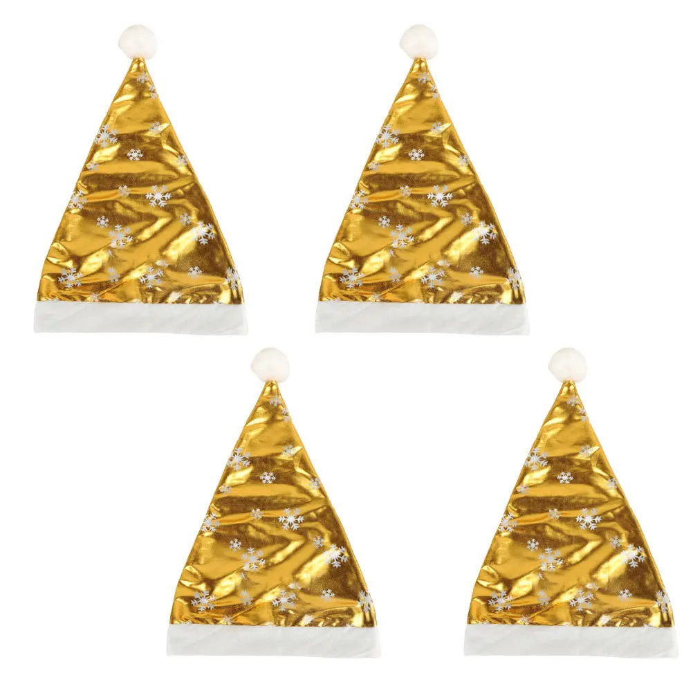 

4Pcs Christmas Snowflake Santa Hat Glitter Fluorescent Fabric Unisex Headwear Party Decoration for Adults Kids Holiday