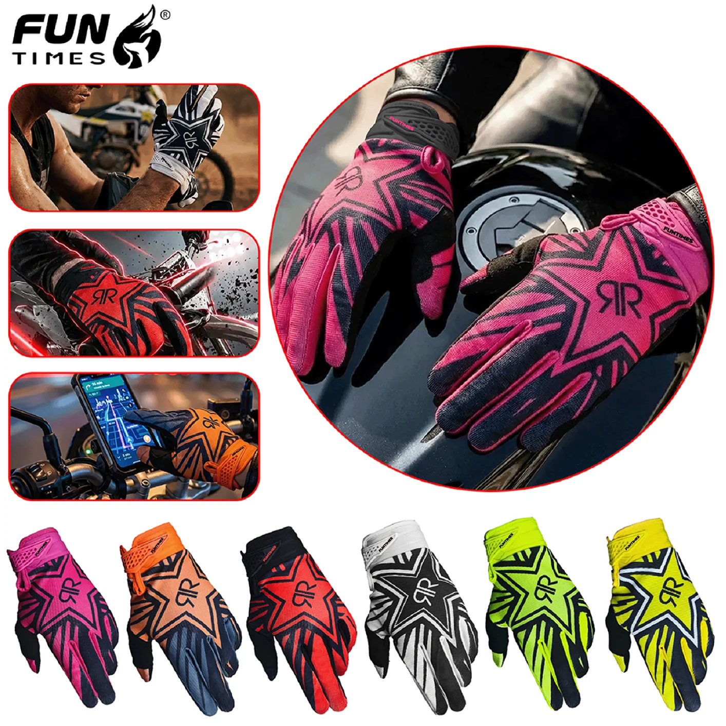 

FUNTIMES 2025 весенне-летние уличные велосипедные перчатки с полным пальцем, универсальные перчатки, перчатки с полным пальцем для езды на мотоцикле
