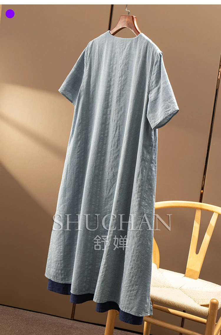 2025 tecido jacquard dupla camada 100 algodão em torno do pescoço vestido de manga curta feminino 66c0 vestidos de fiesta