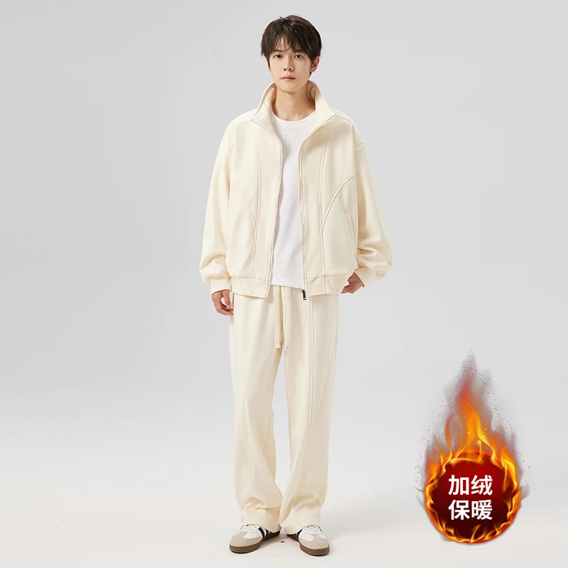 

Autumn and winter velvet casual sports set men's clothing stand collar sweatshirt pants winter sweatshirt two-piece set