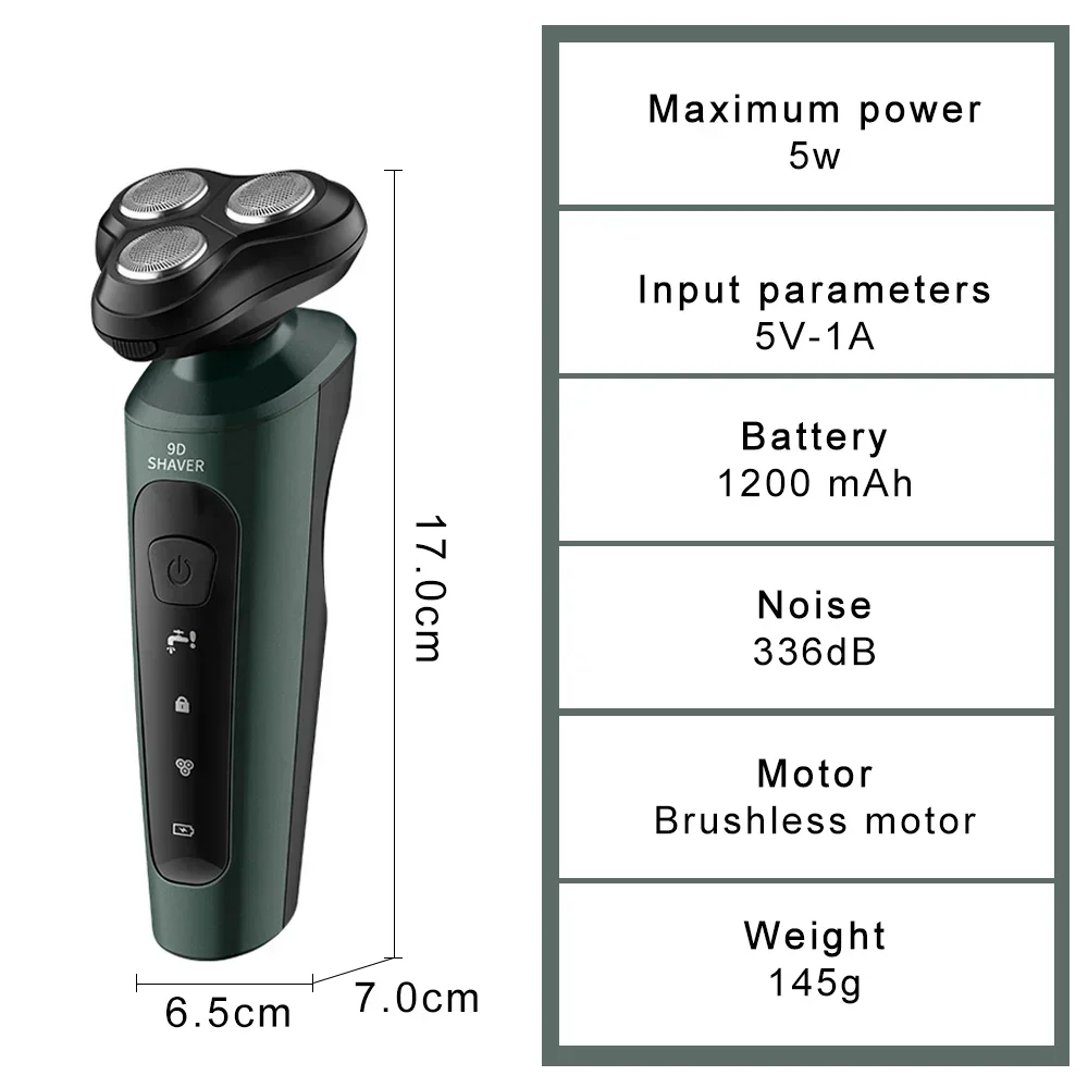 Xiaomi Electric Shaver For Men Waterproof Electric Trimmer Razor Wet Dry Use Rechargeable Battery Rotary Shavers Machine Shaving