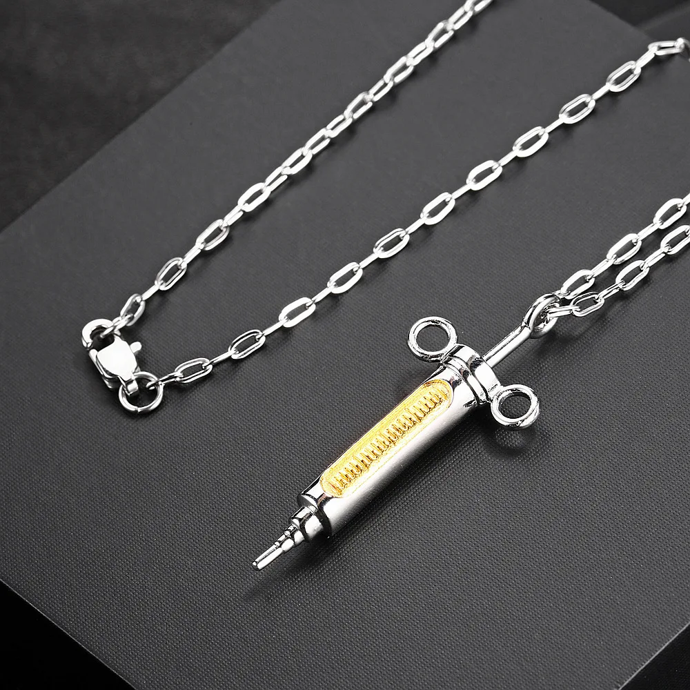 Medical Stethoscope Syringe Pendant Necklace Jewelry Gifts for Doctor Nurse Jewelry