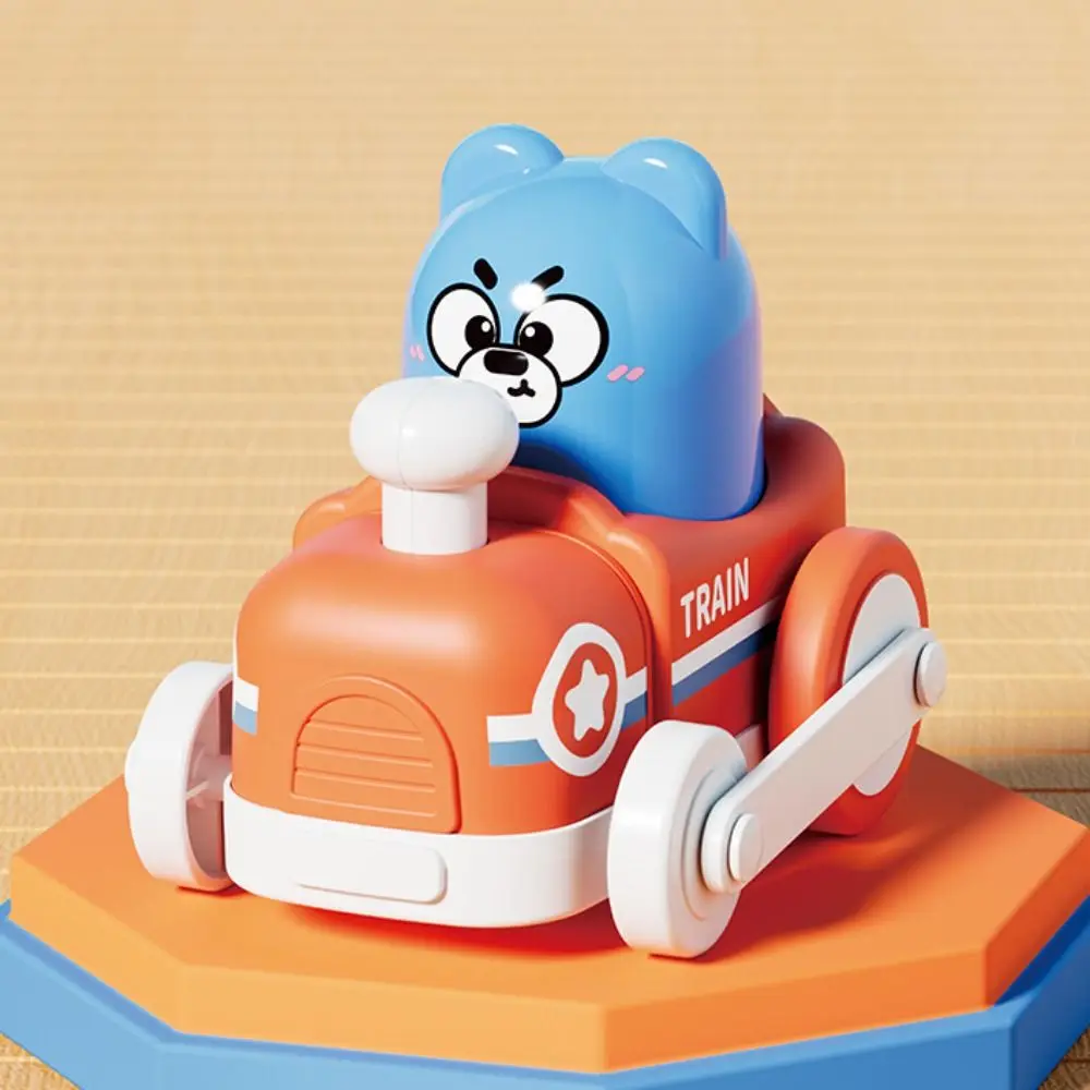 Creatief dierentrein Power Toy Botsing Uitwerpen Auto Glijden Speelgoed Rebound Cartoon Puzzel Speelgoedauto Kinderen