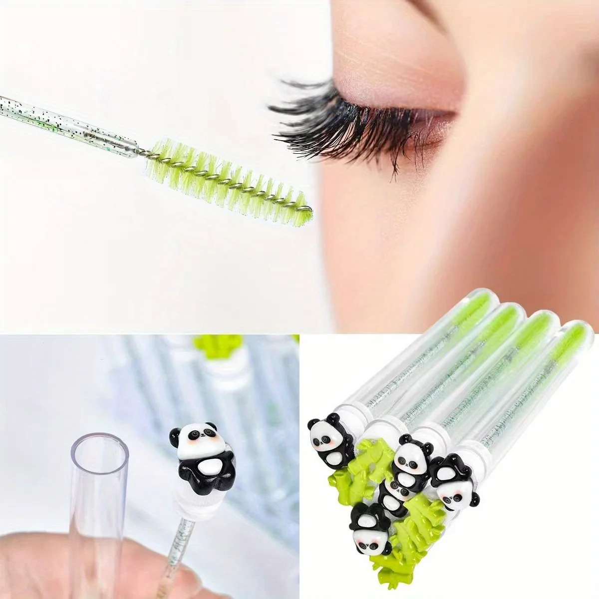 10 Pcs Random Style Lash Brush Eyelash Brushes for Eyelash Extensions Spoolies Cleaning Mascara Wands Tube Panda Tube Mascara