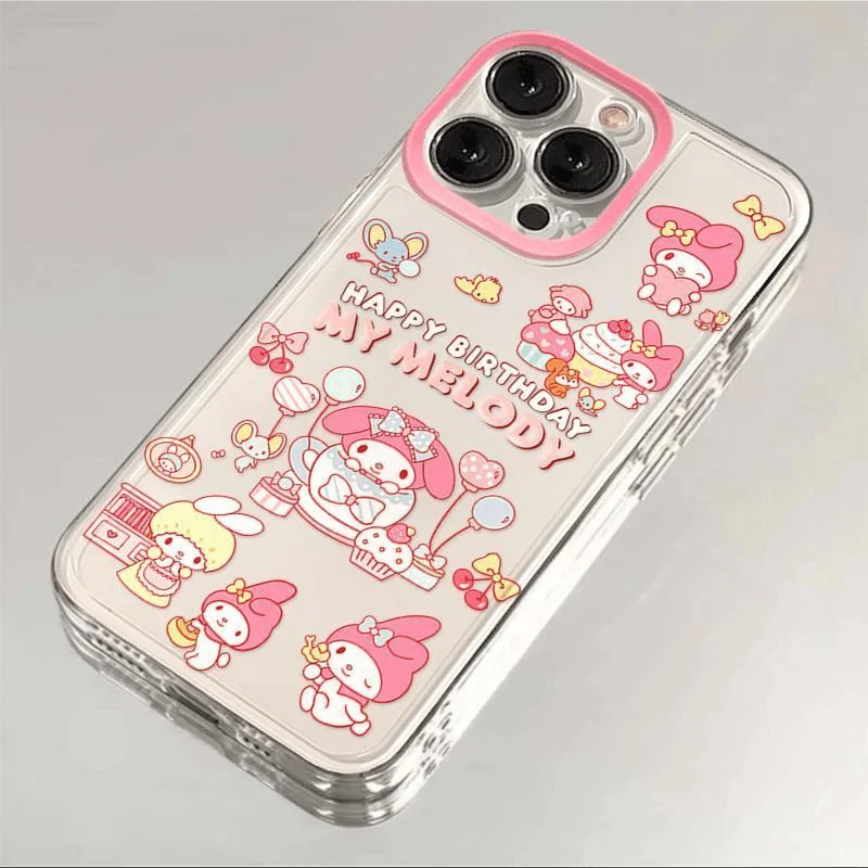 Sanrioes Melody Hellos Kittys Clear Space Phone Case For iPhone 11 12 13 14 15 16 Pro Max Mini X Xs XR 7 8 plus Se2020 Cover