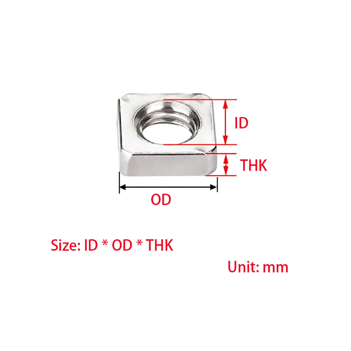 

304 Stainless Steel Square Nut DIN562 Nut M3 M4 M5 M6 M8 M10 M12
