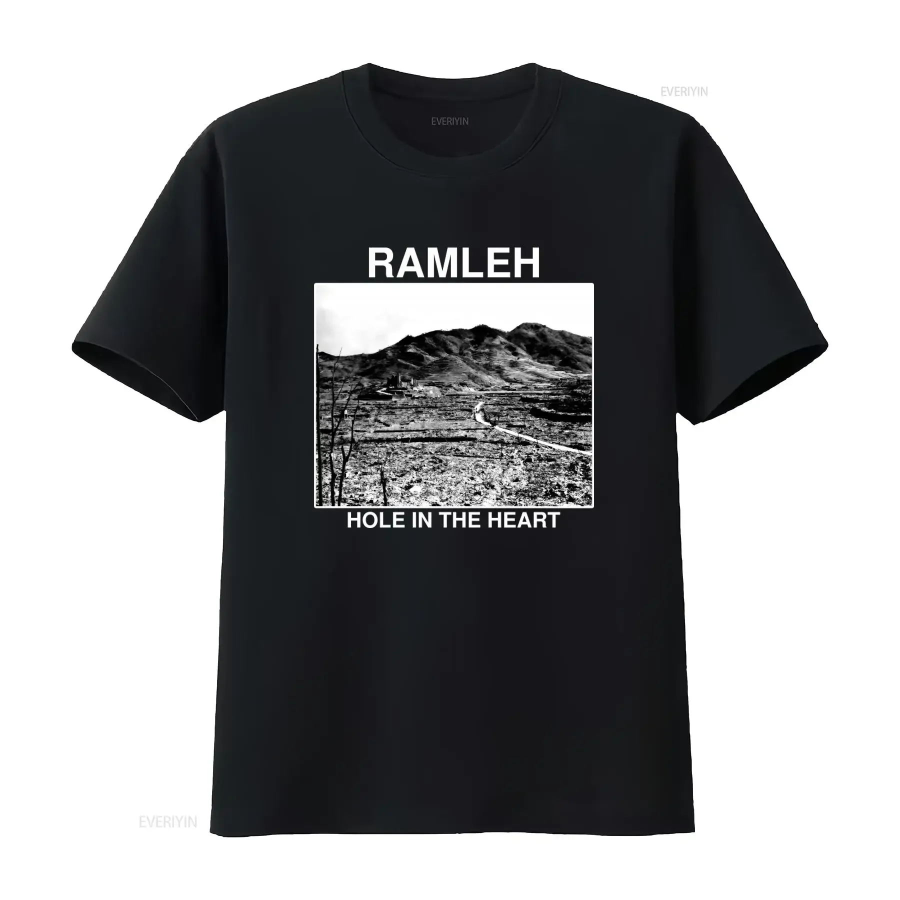 Ramleh Hole In The Heart T Shirt Vintage Style Mountain Landscape Print for Men and Women vintage Washed Slightly Versatile
