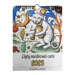 Calendrier mural pour chats médiévaux, 12 mois, janvier à décembre, 2025, 2025