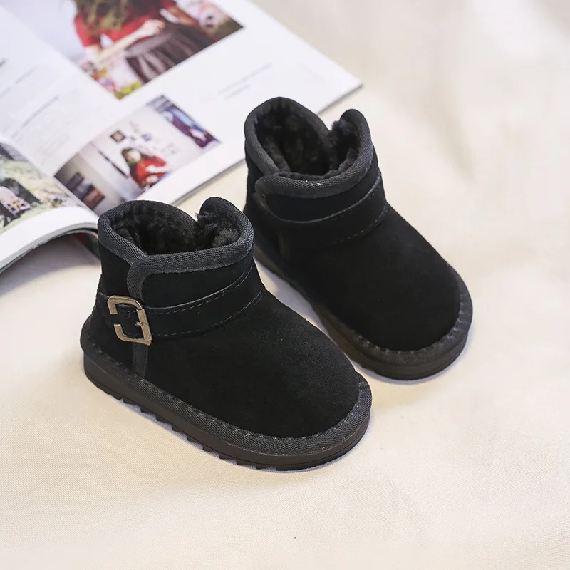 Winter New Fashion Children's Thick-soled Snow Boots Kid's Non-slip Fleece-lined Cotton Shoes Retro Ankle Boots