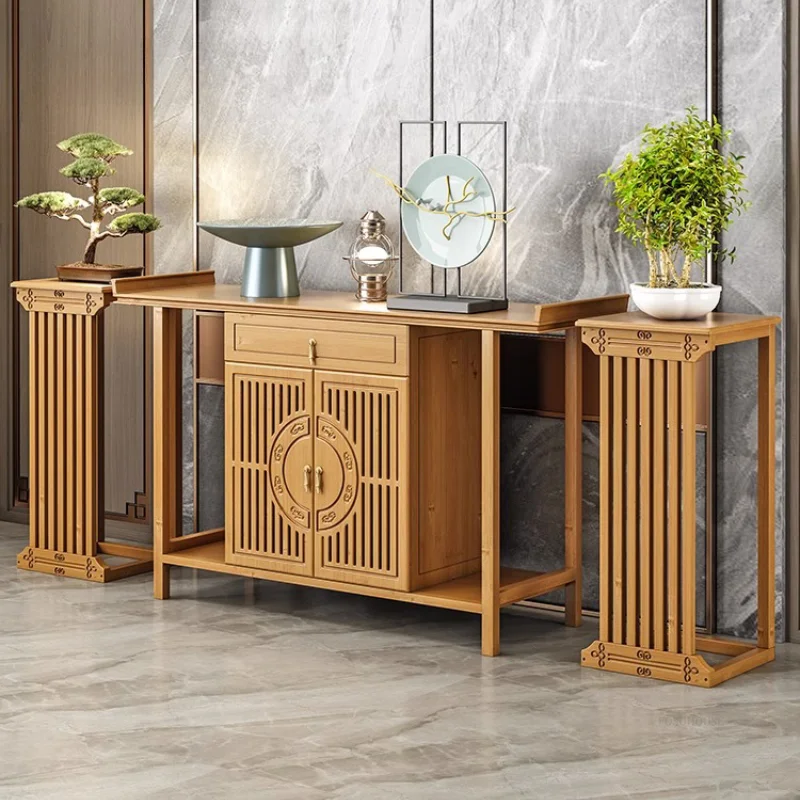 New Chinese Style Console Tables for Living Room Japanese Style Hallway Porch Tables Bamboo Entrance Cabinet Console Furniture