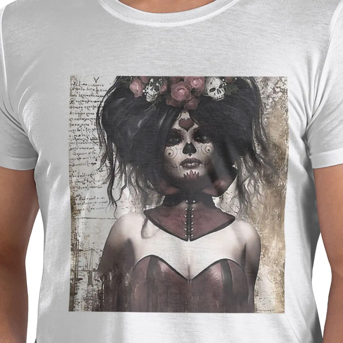 

Футболка из 100% хлопка Mexican Catrina Girl Day Of The Dead, мужские забавные футболки, мужские футболки с круглым вырезом и коротким рукавом, S-6XL