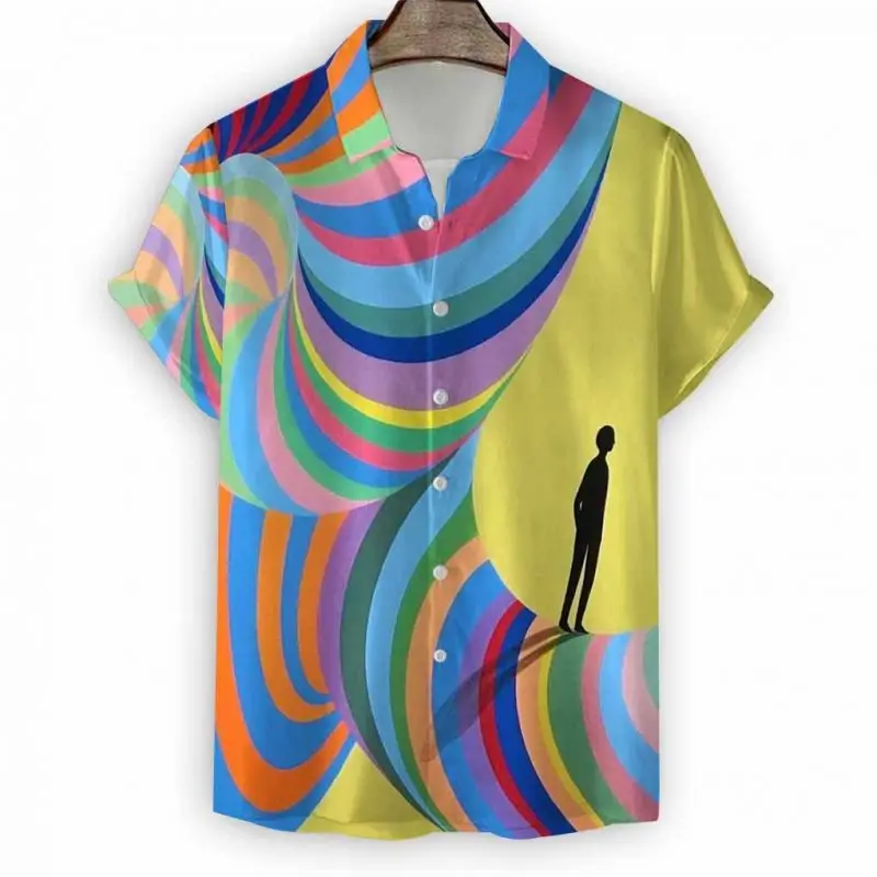 

Fashionable Men's Shirts Abstract Art Pattern Shirts 3D Printed Short Sleeve Casual Oversized Shirts Loose Clothing