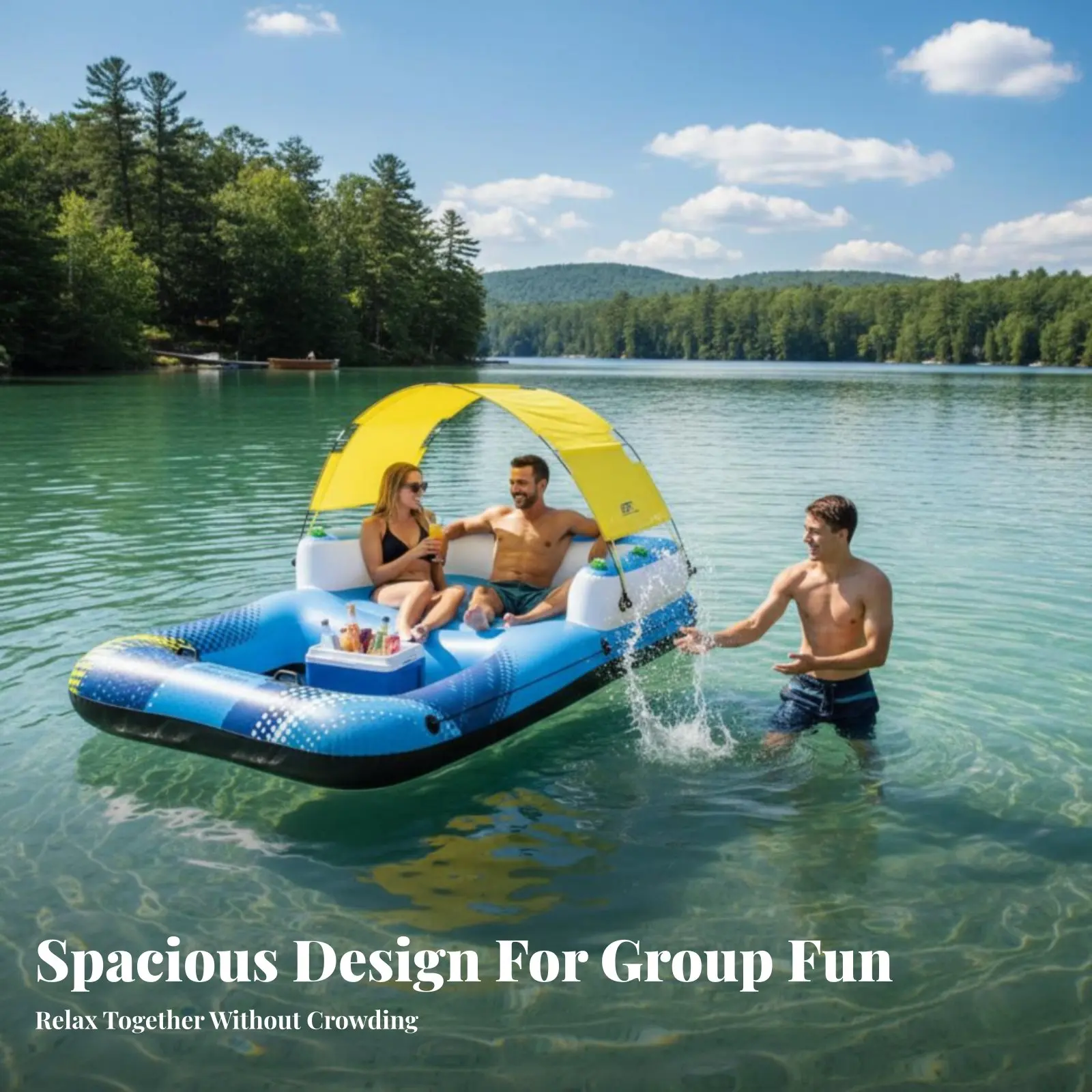 Riesige aufblasbare Insel mit abnehmbarer Wasserliege, geräumiger Pool-Schwimmkörper für gesellige Zusammenkünfte