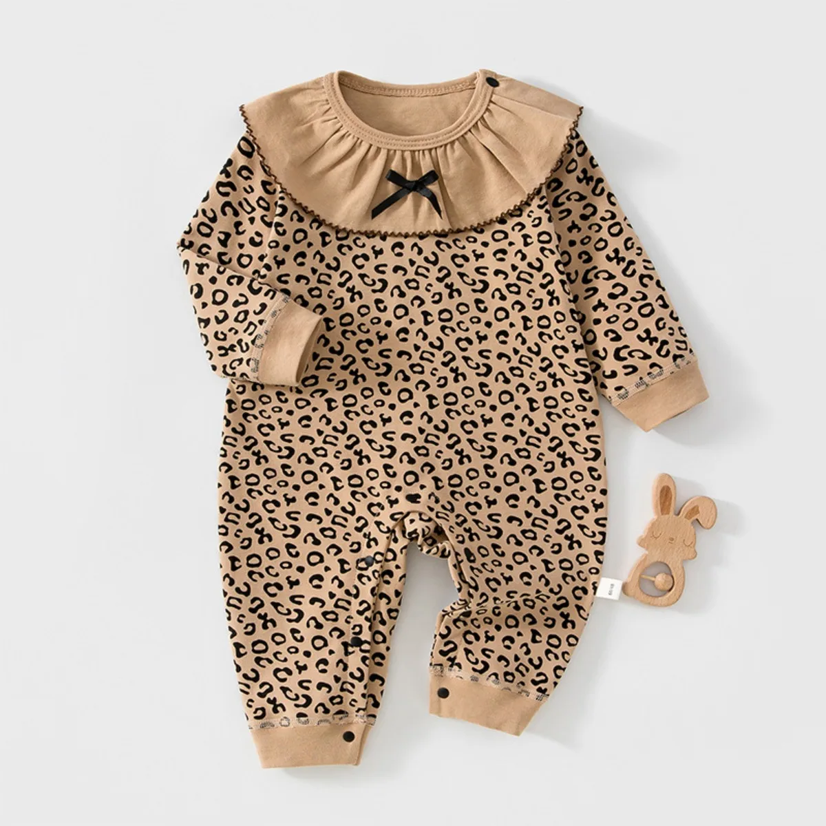 Soft Cotton Newborn Baby Romper Long Sleeve Ruffled Collar Onesie Cute Graphic Print Toddler Bodysuit Unisex 6-24M Spring Autumn