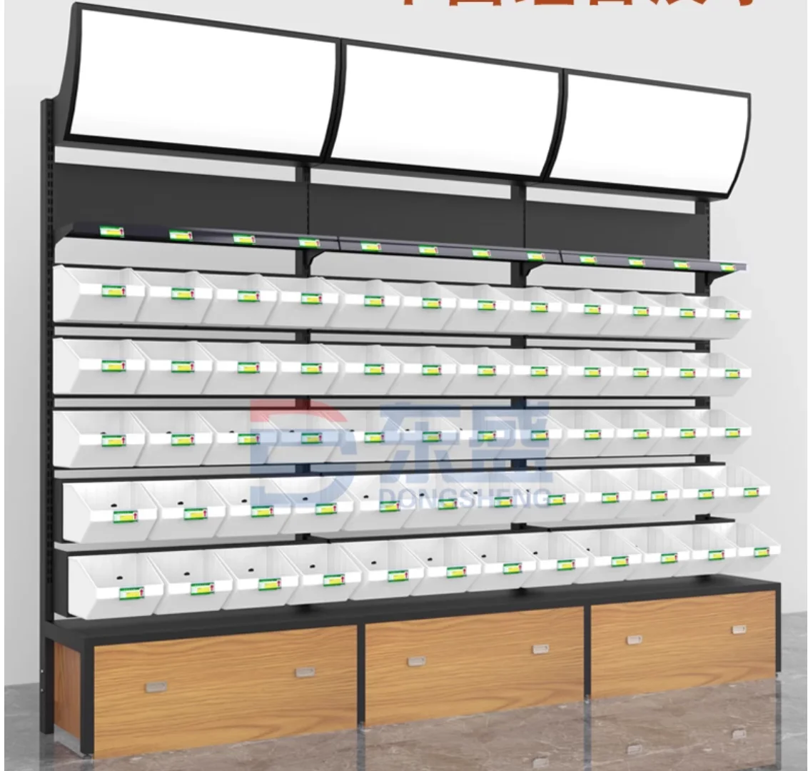 Snack shelves scattered supermarket grocery store convenience store steel and wood multi-layer display shelf biscuit candy shelf