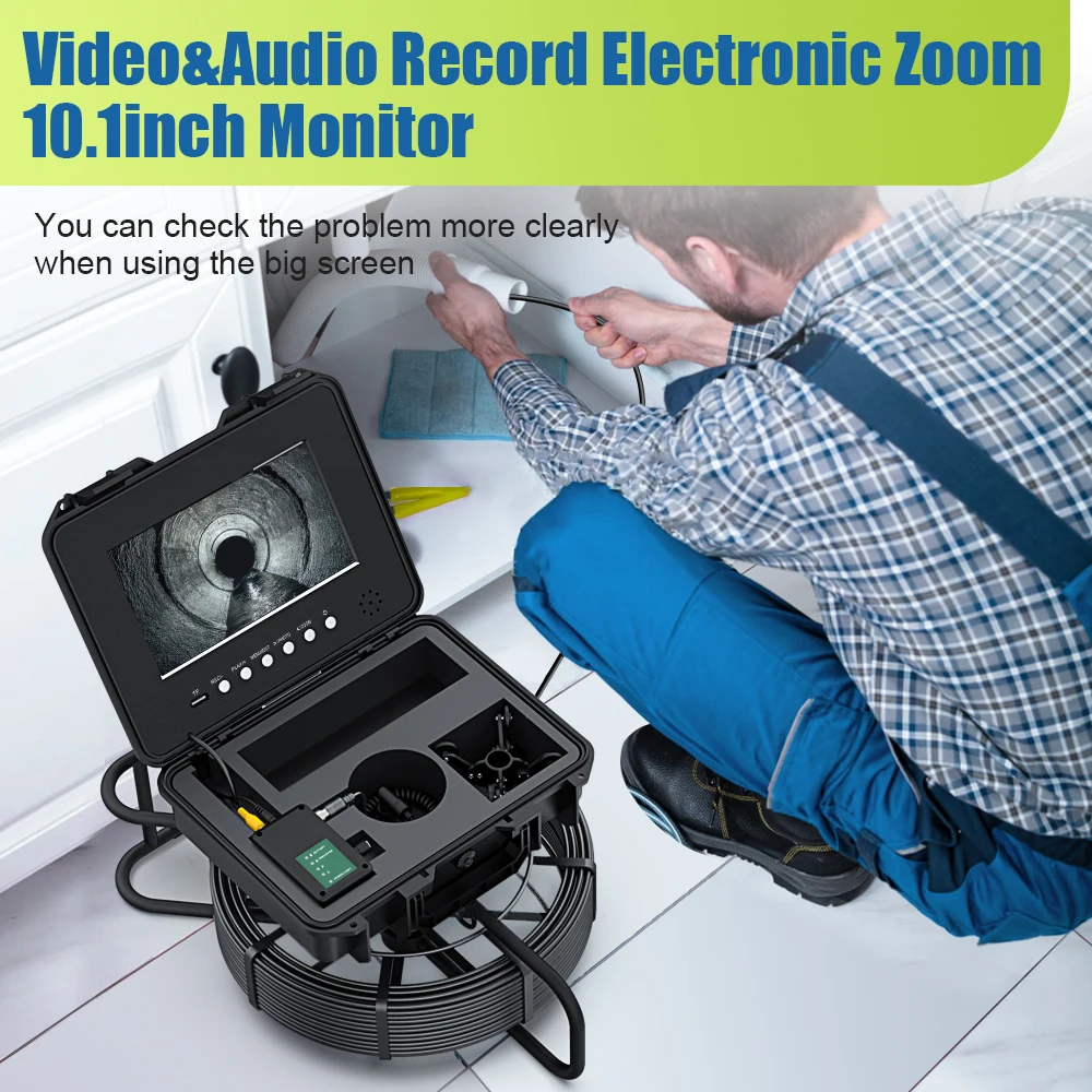 

10.1" Ips Sewer Camera With 512Hz Locator DVR, Auto Self Leveling Ahd 1080P Pipe Camera, 7Mm Cable Diameter Plumbing Camera For