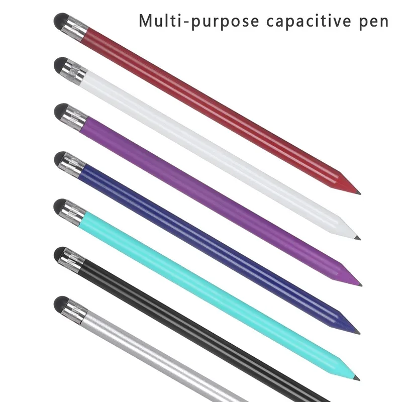 100pcs Colorful High Precision 2 in 1 Capacitive Pen Touch Screen Stylus for iPhone Samsung iPad Tablet Multi-function Pencil