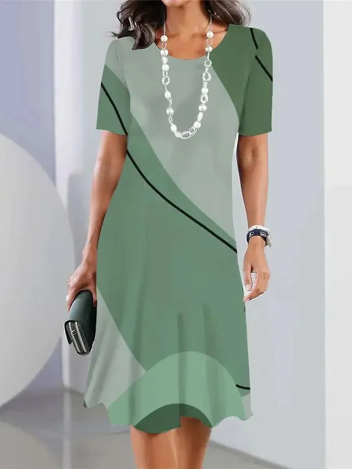 2025, neue Vintage-Damenkleider, gestreift, bedruckt, elegant, lässig, kurzärmelig, modisch, übergroße Damenkleider, Y2k B5V8