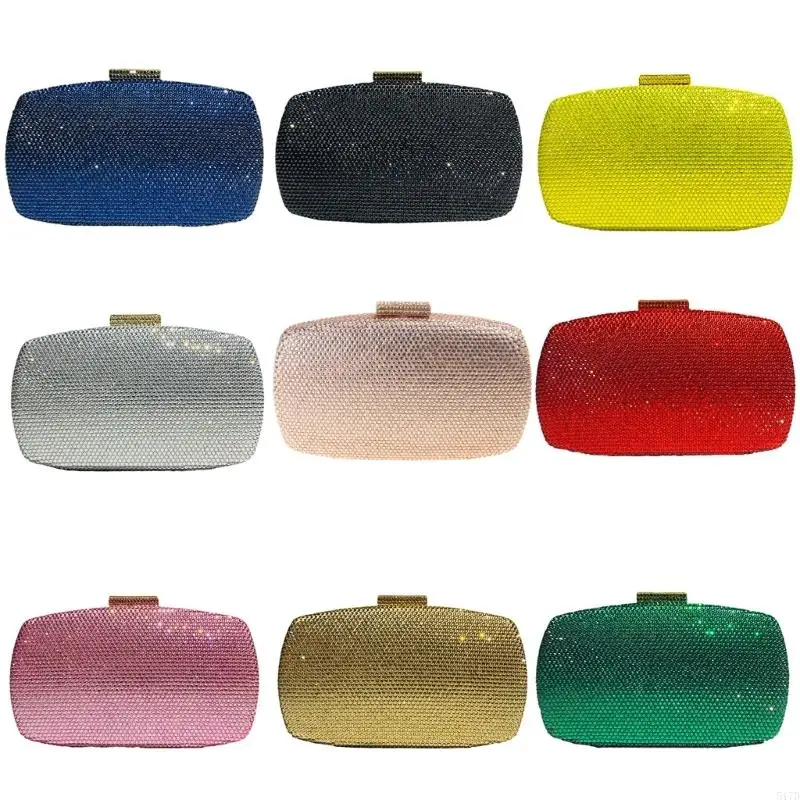

Fashionable Sparkly Rhinestones Handheld Bag Evening Handbag with Metal Chain Parties Purse for Dinners and Celebration