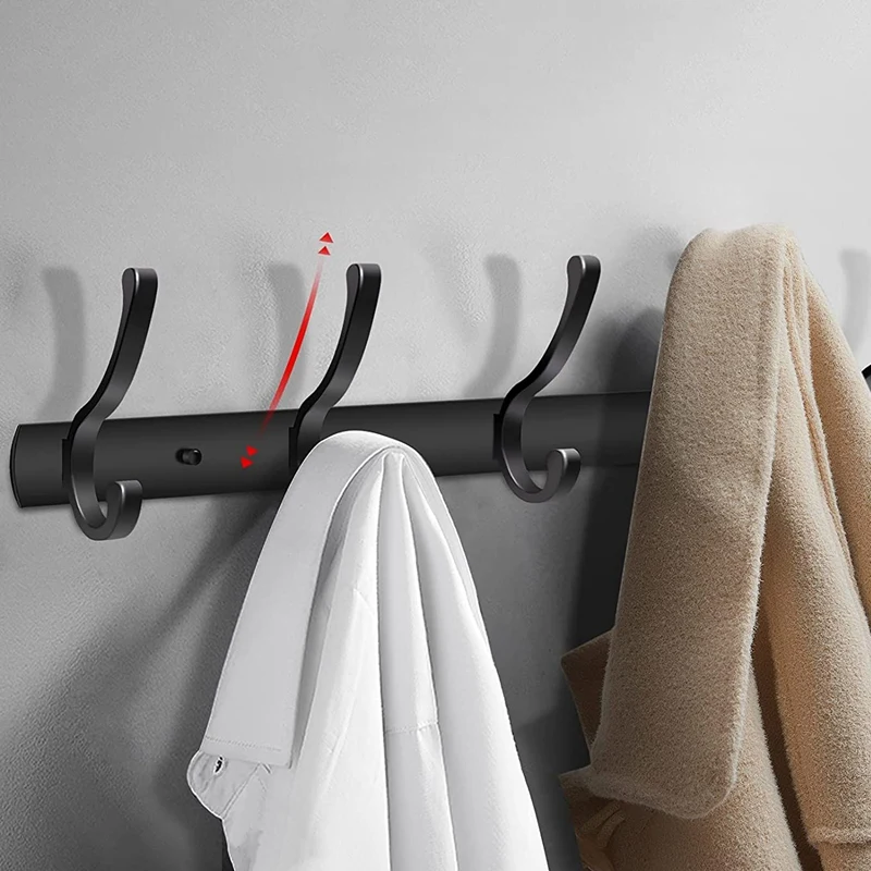 

JFBL Hot 2 Pc Coat Hooks Rack, Coat Hooks For Wall, Stable Coat Rack Aluminum Hook Rail Towel Hook For Kitchen Bathroom (Black)