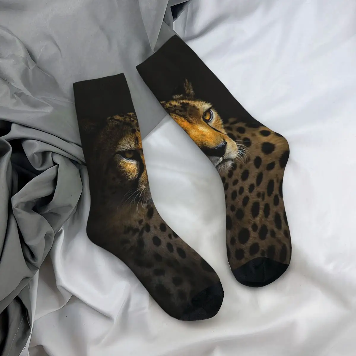 

All Seasons Crew Stockings Dark Night Cheetah Print Socks Crazy Hip Hop Long Socks Accessories for Men Women Gifts