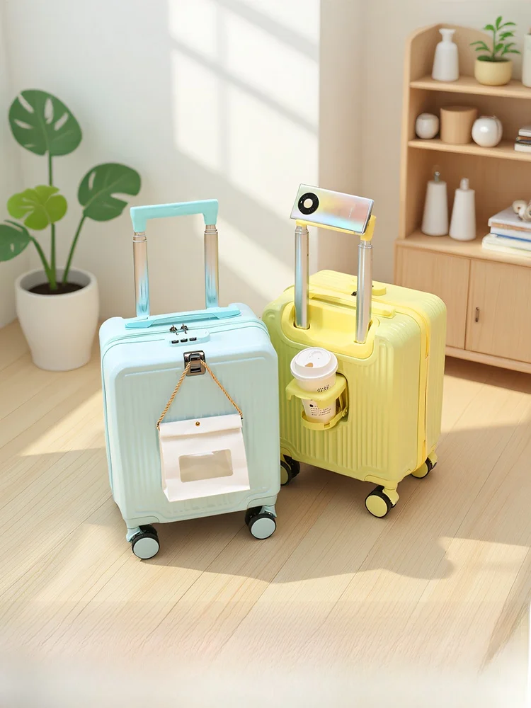 

Маленький чемодан для ручной клади 4 дюйма, детский чемодан-тележка с кодовым замком, модный, из ABS+PVC, экстра-большой