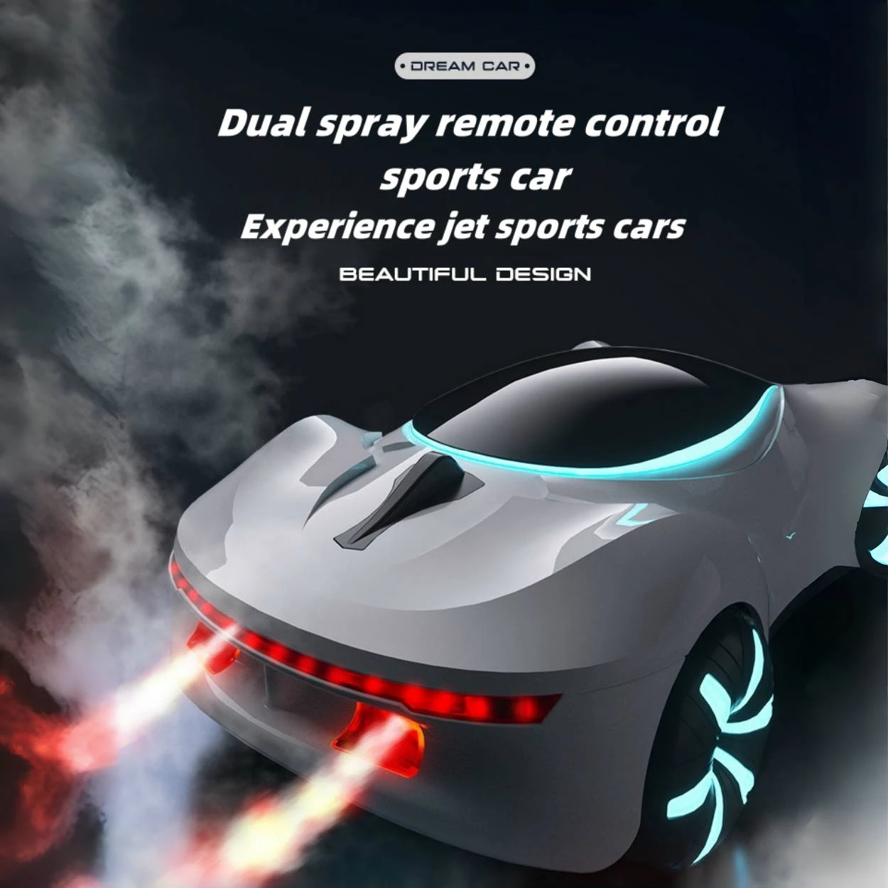 NEW cool sports car dual spray with sound and cool lights four-wheel drive science fiction concept car children\'s remote control