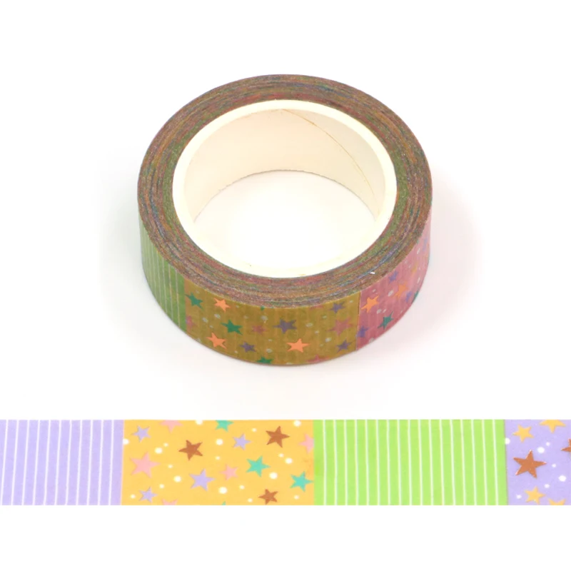 2023 NEW 10pcs/Lot Deco Copper Foil Stripe & Star Washi Tapes for Journaling Craft Adhesive Stickers Masking Tape Papeleria