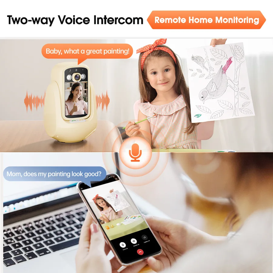 Cámara inalámbrica con videollamada 1080P Mini Smart Life Video 360 °   Cámaras de vídeo HD WiFi Smart Home Cámara CCTV de seguridad con llamadas con un solo clic