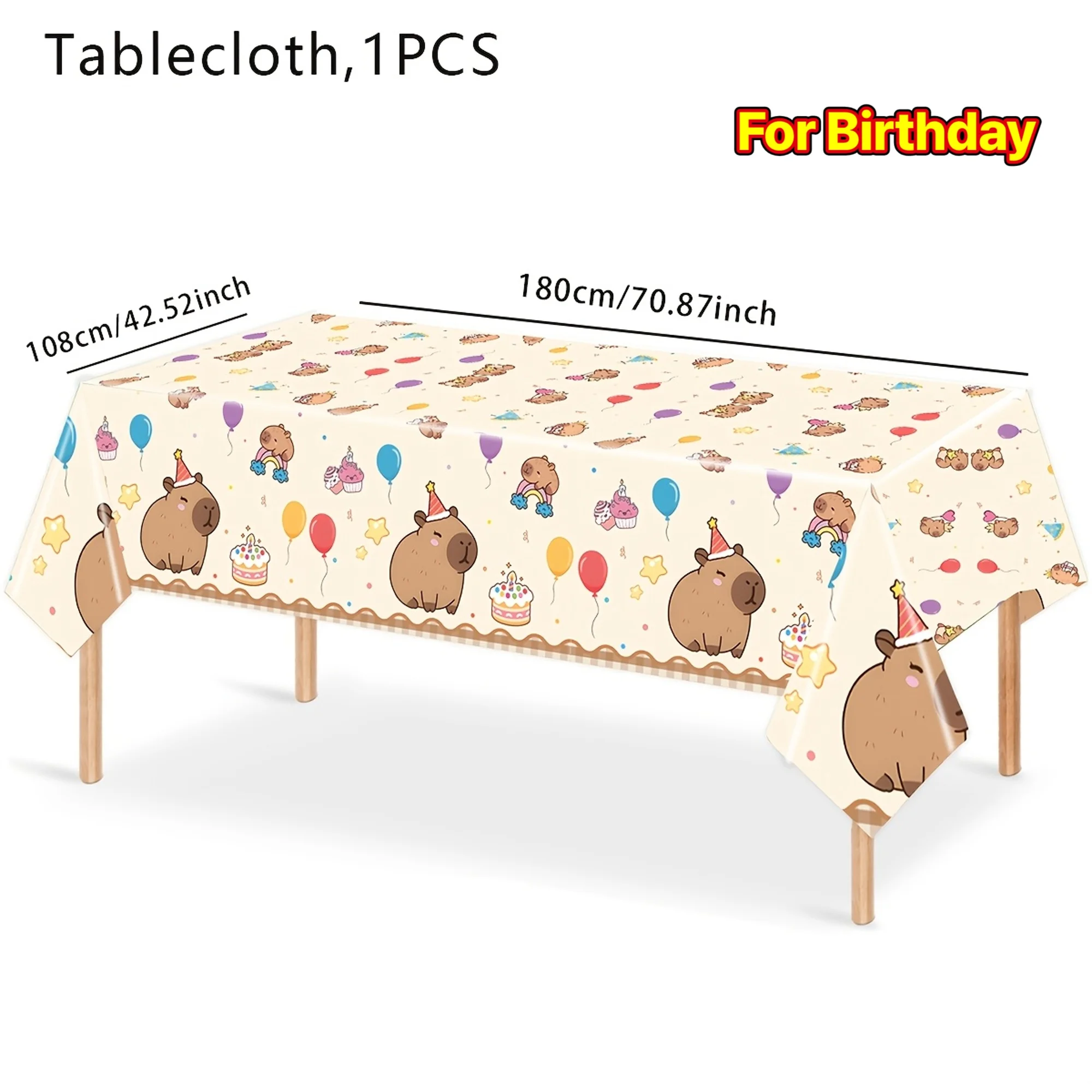 Cute Bear Birthday Tablecloth Party Decorations Napkin Cover for Kids Celebration Dining Table Decor Runner