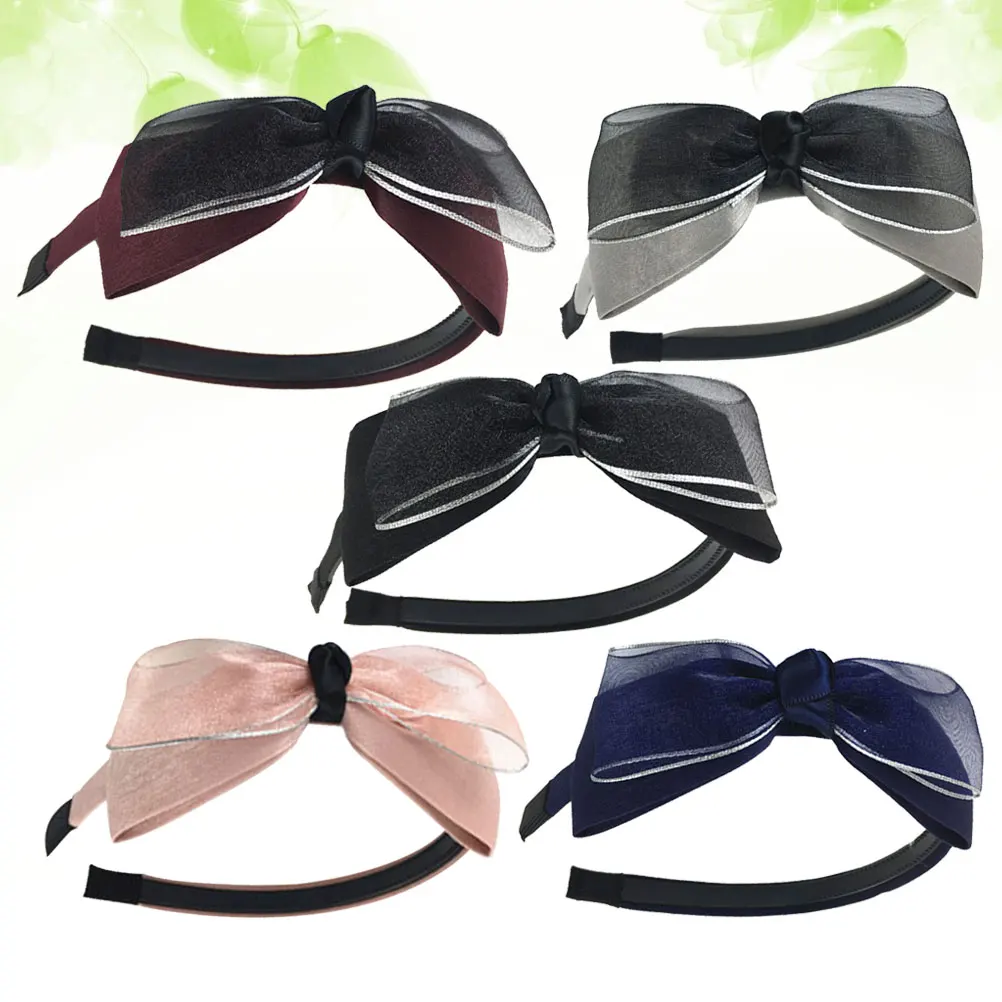

5pcs Anti-Slip Hair Hoop Women Bowknot Simple Fashion Breathable Comfortable Daily Party Hairband For Girls Large Size