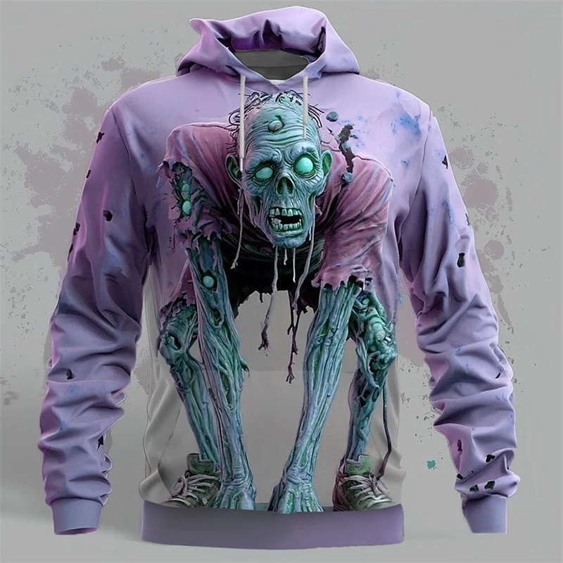

New 3D Printed Hallowma Terror Pattern Casual Hoodies For Man Women Trendy Vintage Casual Hooded Personalized Abstract Tops